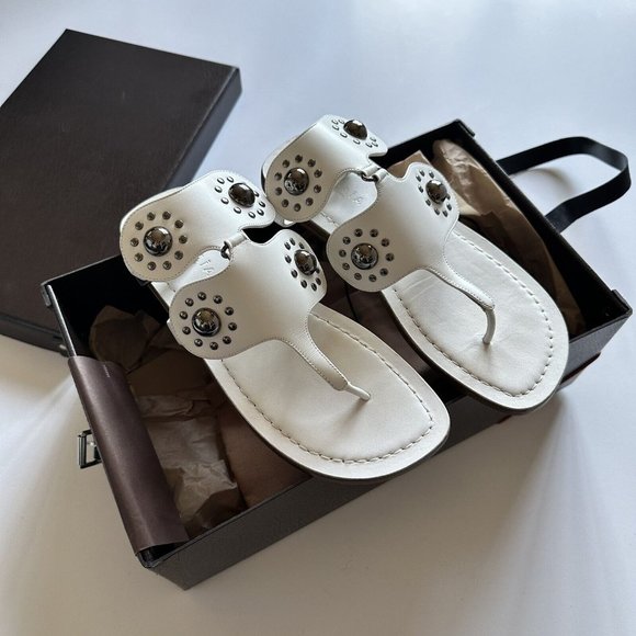 Alaia Shoes - ALAIA Stud Sandals Blanc Craie Leather White